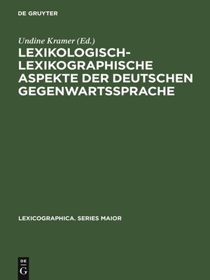cover image of Lexikologisch-lexikographische Aspekte der deutschen Gegenwartssprache